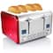 MegaChef Red 4 Slice Toaster in Stainless Steel